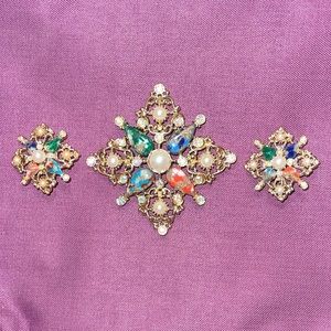 Sarah Coventry “Galaxy” Brooch & Clip On Earrings